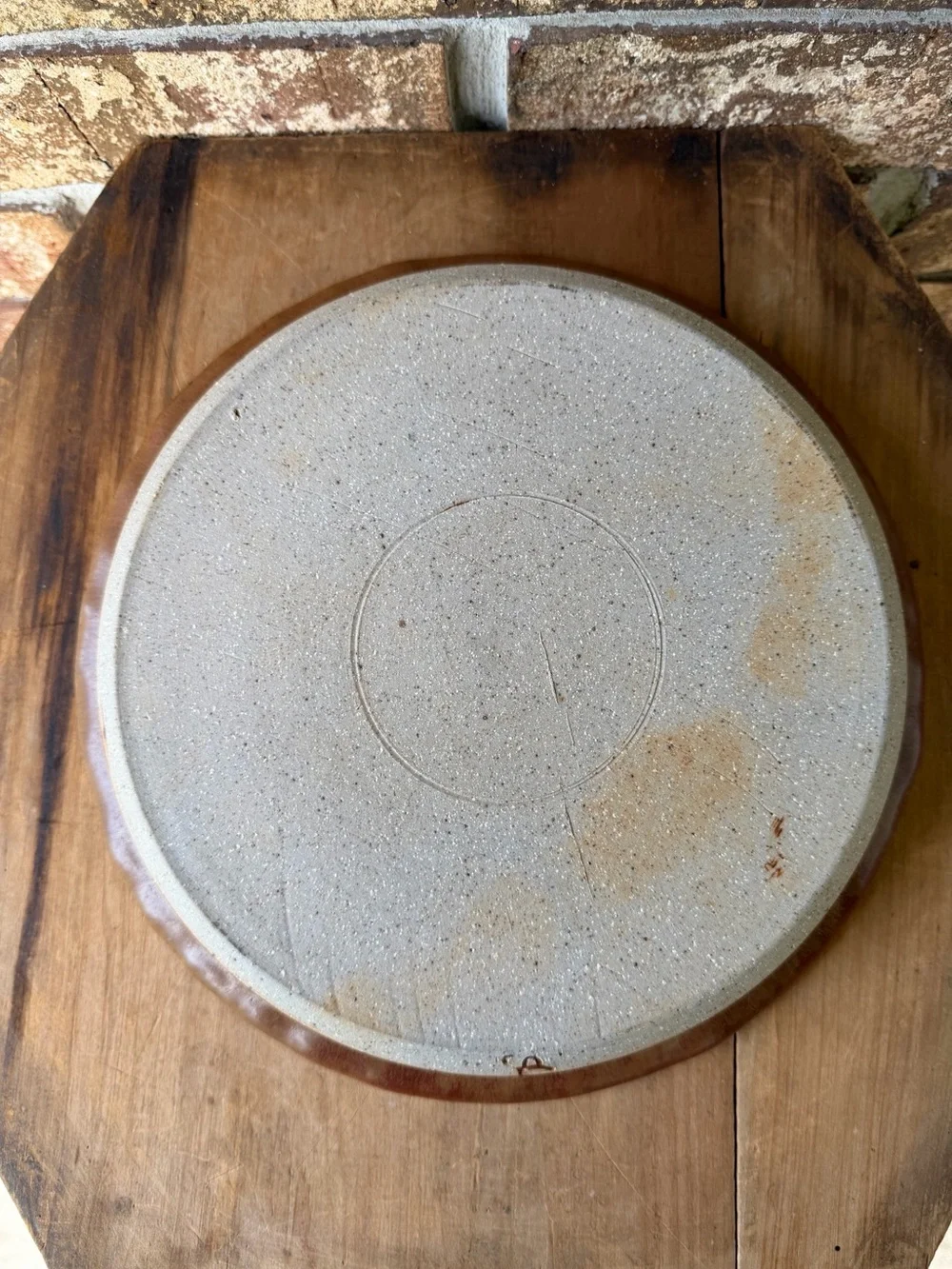 Fitzgerald Pottery Pie Plate 10” Micro Oven Dishwasher Safe Tan/Blue Gorgeous!